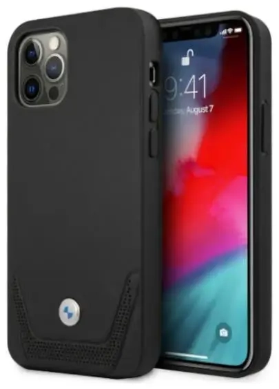 Etui BMW BMHCP12LRSWPK iPhone 12 Pro Max 6,7" czarny|black hardcase Leather Perforate