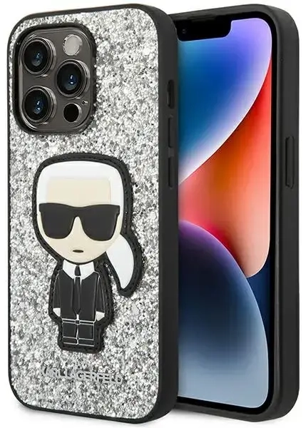 Karl Lagerfeld KLHCP14XGFKPG iPhone 14 Pro Max 6,7" hardcase srebrny|silver Glitter Flakes Ikonik