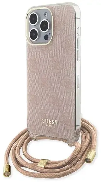 Guess GUHCP15LHC4SEP iPhone 15 Pro 6.1" różowy|pink hardcase Crossbody Cord 4G Print