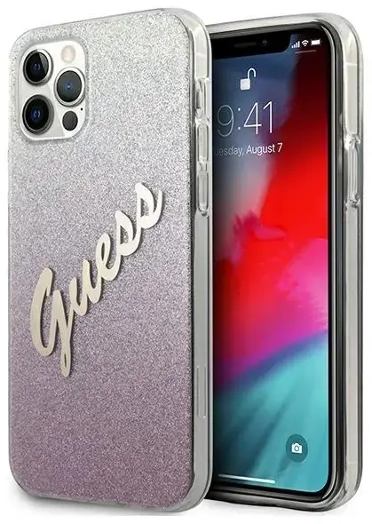 GUHCP12LPCUGLSPI Guess PC|TPU Vintage Zadní Kryt pro iPhone 12 Pro Max 6.7 Gradient Pink