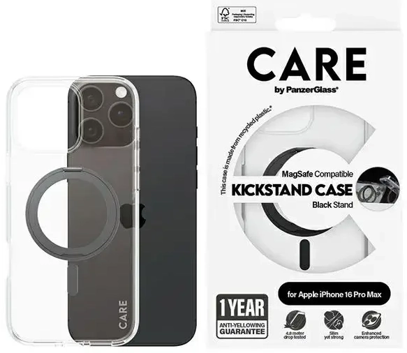 CARE by PanzerGlass Feature Kickstand Case iPhone 16 Pro Max 6,9" czarny|black MagSafe 1324