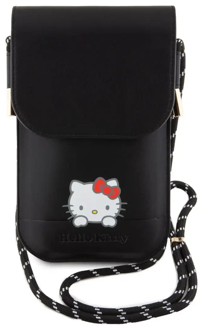 Hello Kitty PU Daydreaming Logo Leather Wallet Phone Bag Black