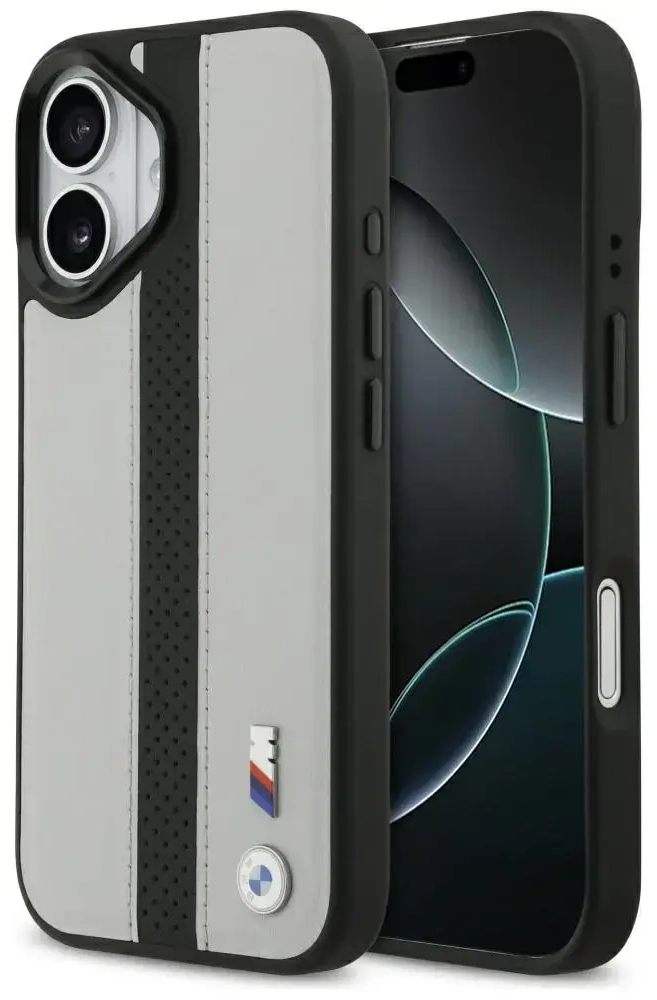 BMW M Perforated Stripe Logo phone case with MagSafe support for iPhone 17 gray
