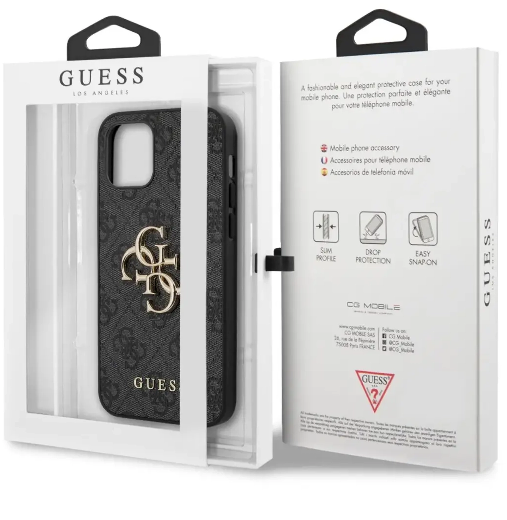 GUHCP12M4GMGGR Guess PU 4G Metal Logo Case for iPhone 12|12 Pro Grey