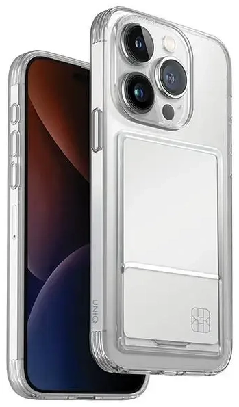 UNIQ etui Air Fender ID iPhone 15 Pro Max 6.7" nude transparent Cardslot