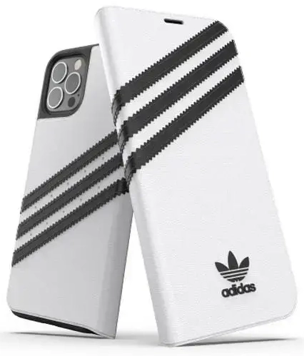 Adidas OR Booklet Case PU iPhone 12|12 Pro 6,1" biało czarny|white black 42248