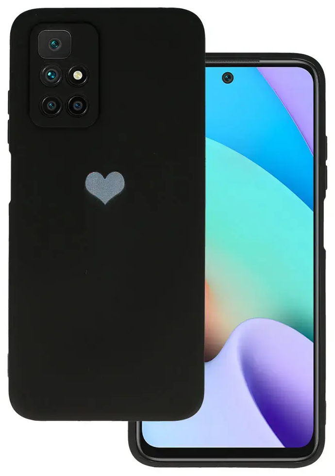 Vennus Silicone Heart Case for Xiaomi Redmi 10 design 1 black