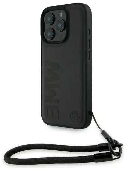 BMW BMHCP16L23RMRLK iPhone 16 Pro 6.3"    czarny|black hardcase Signature Leather Wordmark Cord