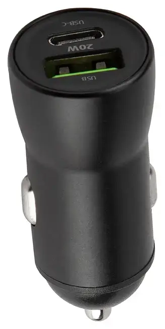 Maxlife MXCC-04 automobilinis įkroviklis | 20W | PD, QC | USB-C, USB-A | juodas