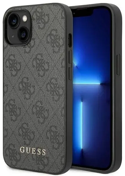 Guess GUHCP14SG4GFGR iPhone 14 6,1" szary|grey hard case 4G Metal Gold Logo