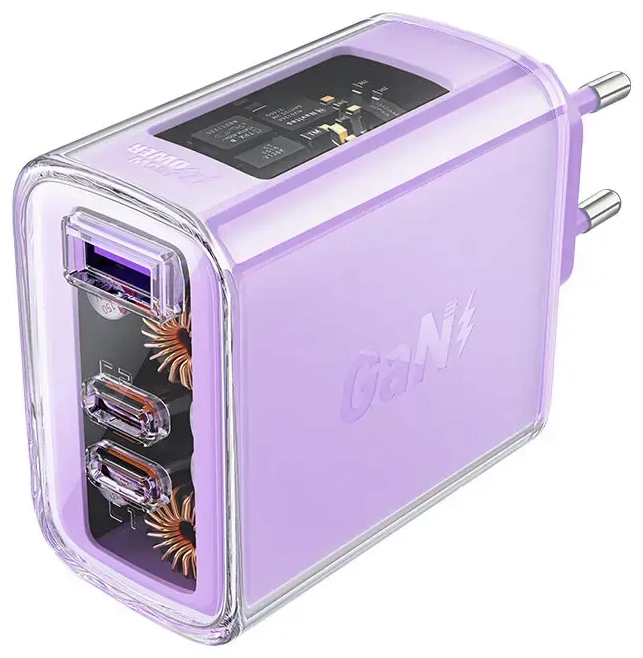 Acefast A45 зарядное устройство | 65W | GaN | USB-A, USB-C | фиолетовое