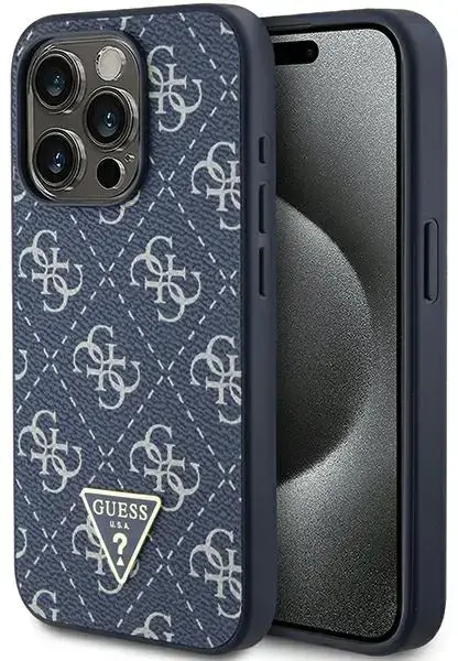 Guess GUHCP15LPG4GPB iPhone 15 Pro 6.1" niebieski|blue hardcase 4G Triangle Metal Logo