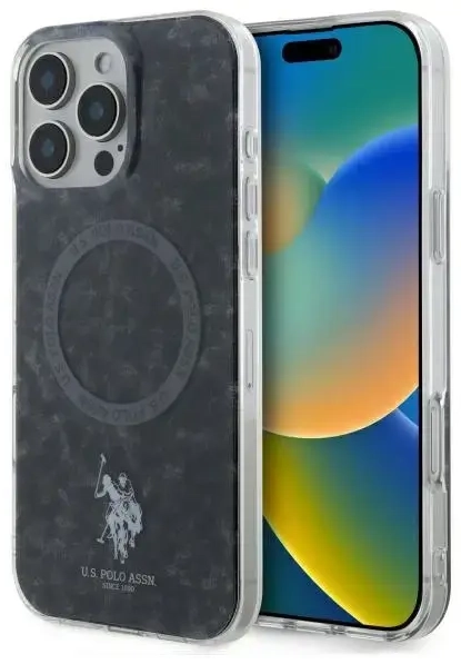 US Polo USHMP16LHOCLDPK iPhone 16 Pro 6.3" czarny|black IML Ring MagSafe