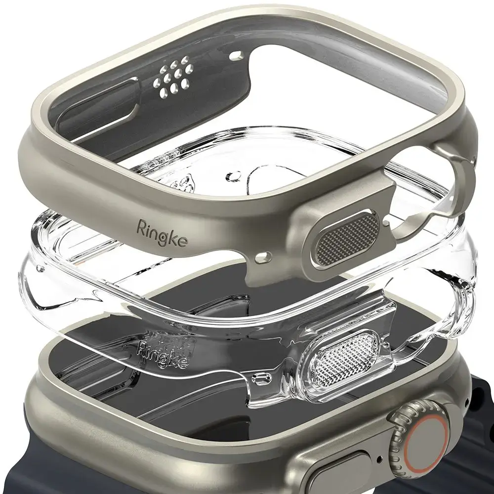 RINGKE SLIM 2-PACK APPLE WATCH ULTRA 1 | 2 (49 MM) CAURSPĪDĪGS UN TITĀNA PELĒKS