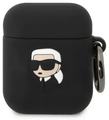 Karl Lagerfeld 3D Logo NFT Karl Head silikoonümbris Airpods 1|2 jaoks, must