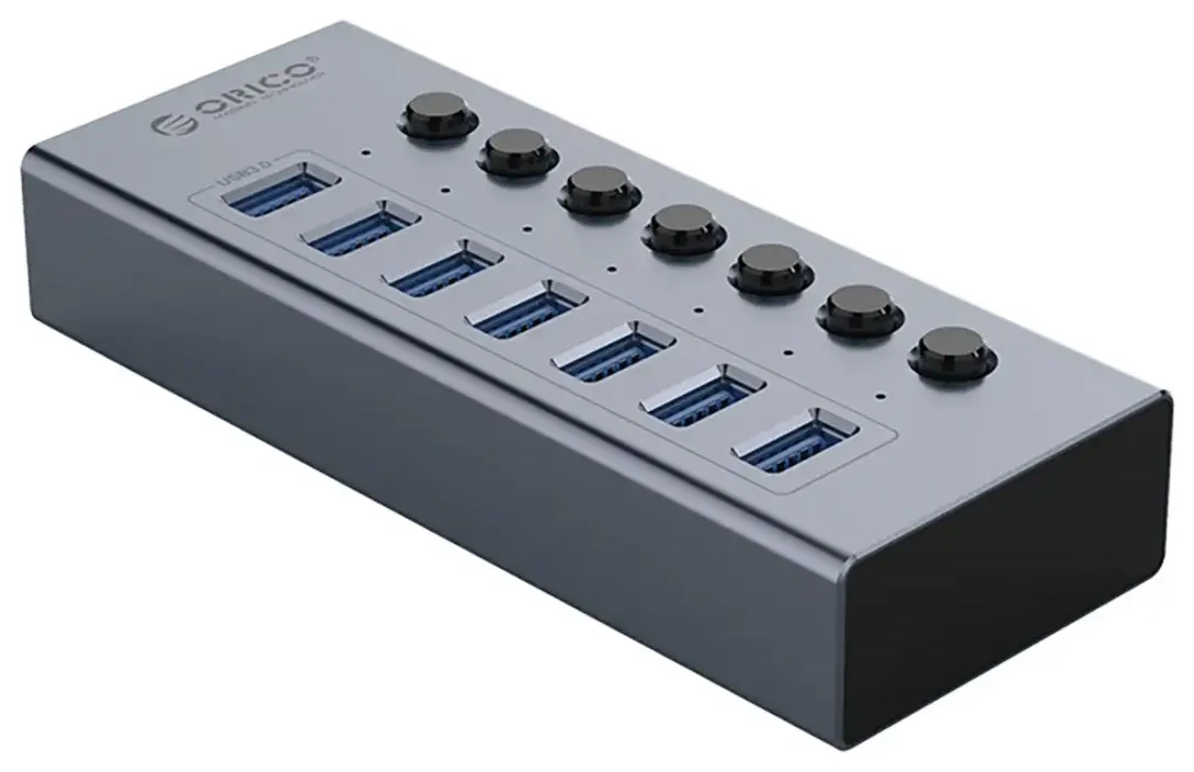 Orico BT2U3-7AB Hub 7x USB-A 3.0 with switches - gray