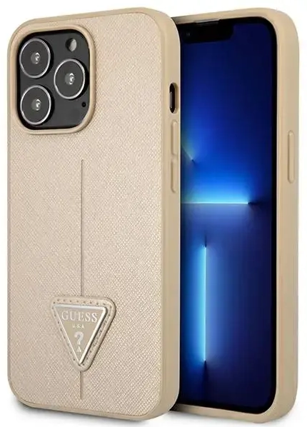 Guess PU Saffiano Triangle Case for iPhone 13 Pro Beige