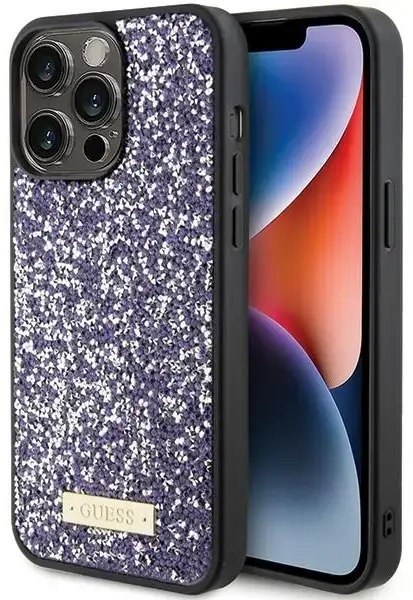 Guess GUHCP15XPFGSBSP iPhone 15 Pro Max 6.7" fioletowy|purple hardcase Rhinestone Metal Logo