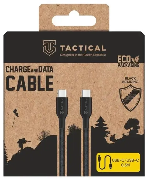 Tactical Stitch Thread datu pārraides un uzlādes vads | USB-C uz USB-C | 0.3m | melns