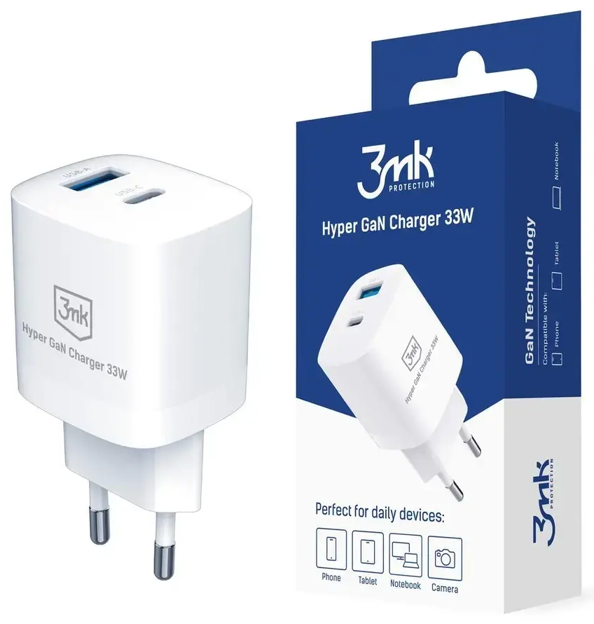 3mk charger зарядное устройство | 33W | USB-A, USB-C | белое