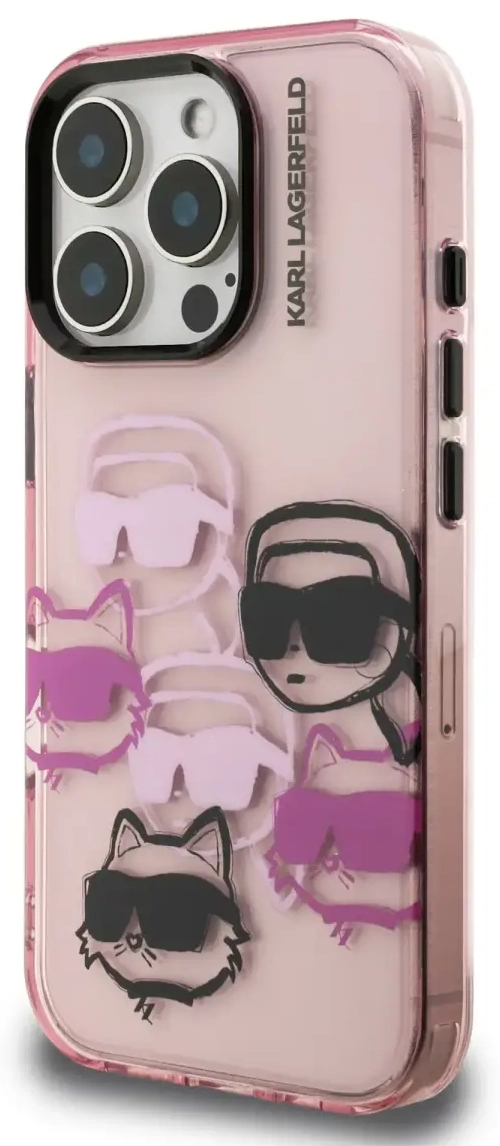 Case Karl Lagerfeld IML Multi K&C Head Pattern for iPhone 16 Pro Max pink
