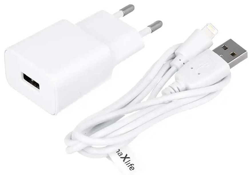 Maxlife MXTC-01 tīkla lādētājs | 5W | USB-A | Lightning vads komplektā | balts