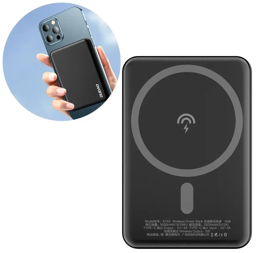 Dudao K14S ārējais akumulators (powerbank) | 5000 mAh | 10W | MagSafe | melns