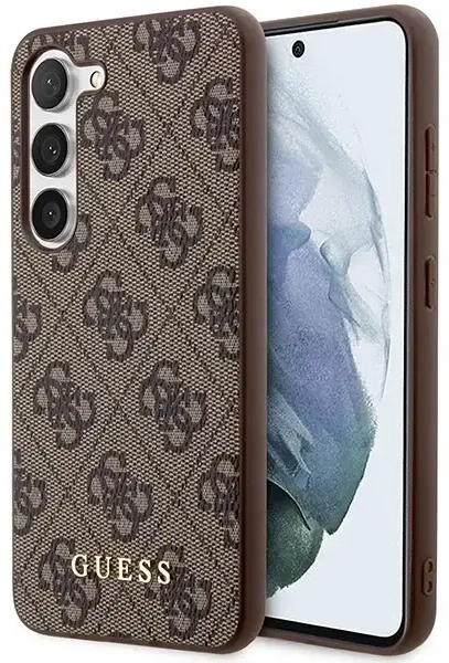 Guess GUHCS23SG4GFBR S23 S911 brown|brown hard case 4G Metal Gold Logo