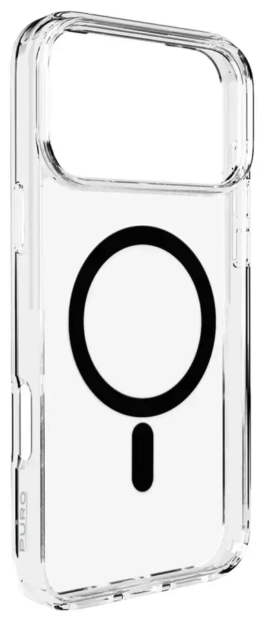 Puro Lite Mag TPU+PC Case Compatible with MagSafe for iPhone 17 Pro Max - Transparent with Black Ring