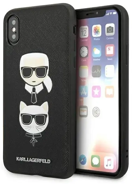 Karl Lagerfeld KLHCI65SAKICKCBK iPhone XS Max czarny|black hardcase Saffiano Karl&Choupette Head