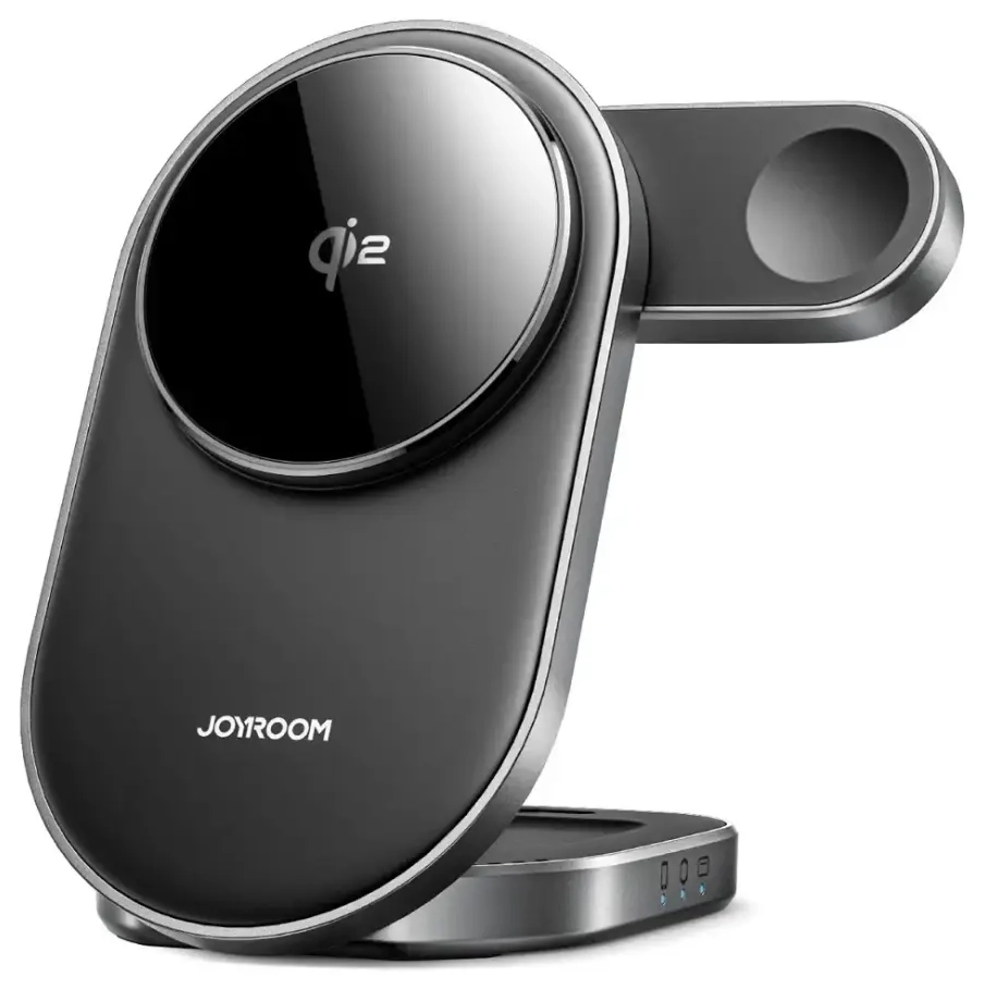 Joyroom JR-W17 беспроводная зарядка 3-в-1 | Qi 2 | Совместима с MagSafe | 15W | чёрная