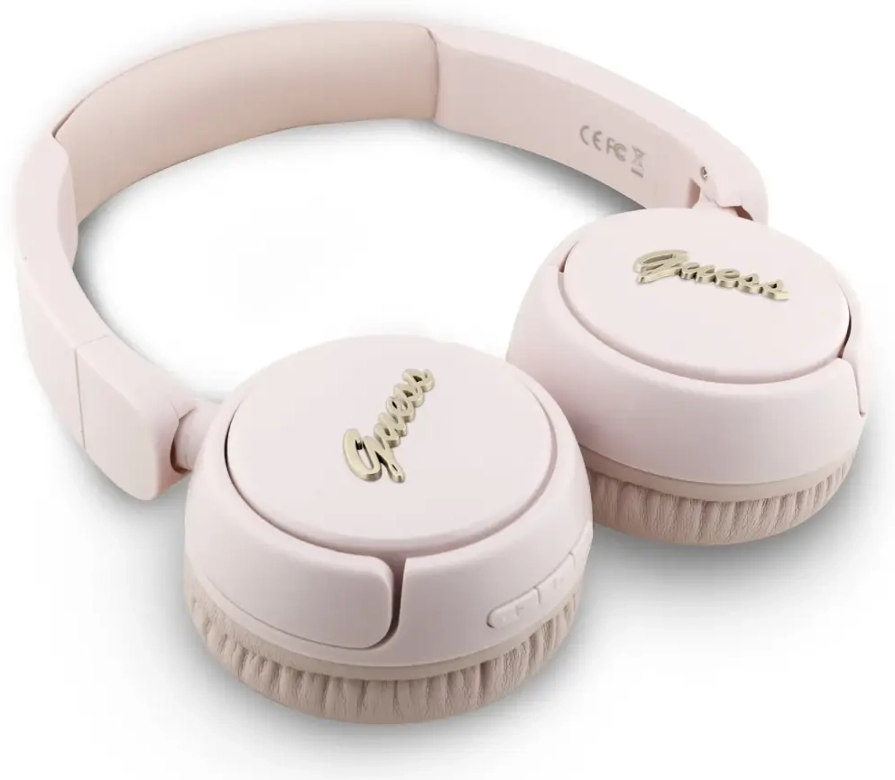 Guess Script Metal Logo Wireless Headphone Pink
