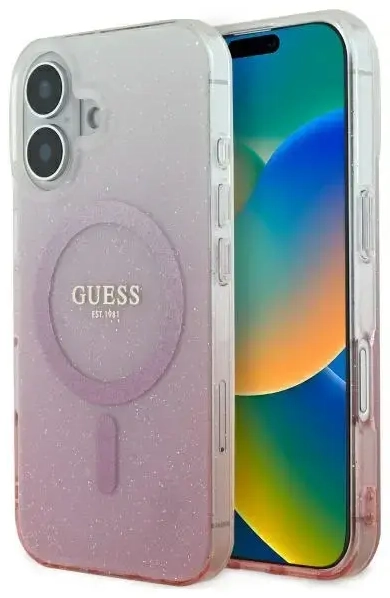 Guess GUHMP16SHGRCELP iPhone 16 6.1" różowy|pink hardcase IML Glitter Gradient MagSafe