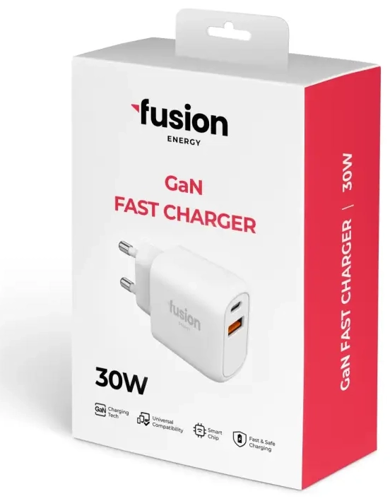 Fusion Accessories Fusion Energy tīkla lādētājs | 30W | PD, QC, PPS | USB-C, USB-A | balts