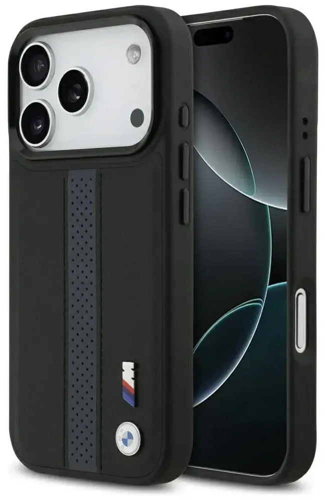 Case BMW M Perforated Stripe Logo MagSafe for iPhone 17 Pro blue
