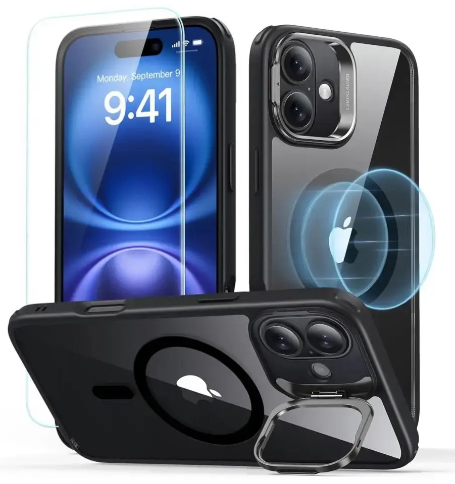ESR Classic Hybrid Kickstand HaloLock MagSafe защитное стекло для iPhone 16 Plus Clear|Black