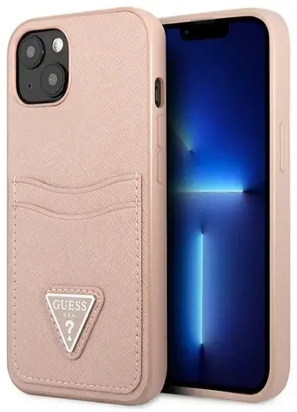 Guess Saffiano Double Card Case for iPhone 13 mini Pink