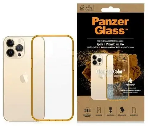 PanzerGlass ClearCase iPhone 13 Pro Max 6.7" Antibacterial Military grade Tangerine 0343