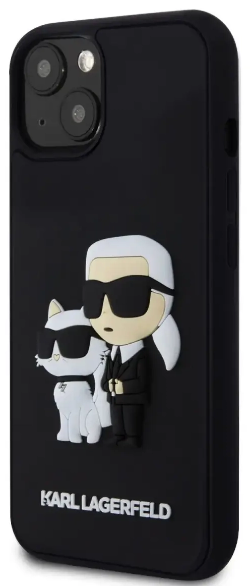 Karl Lagerfeld 3D Rubber Karl and Choupette Case for iPhone 13 Black