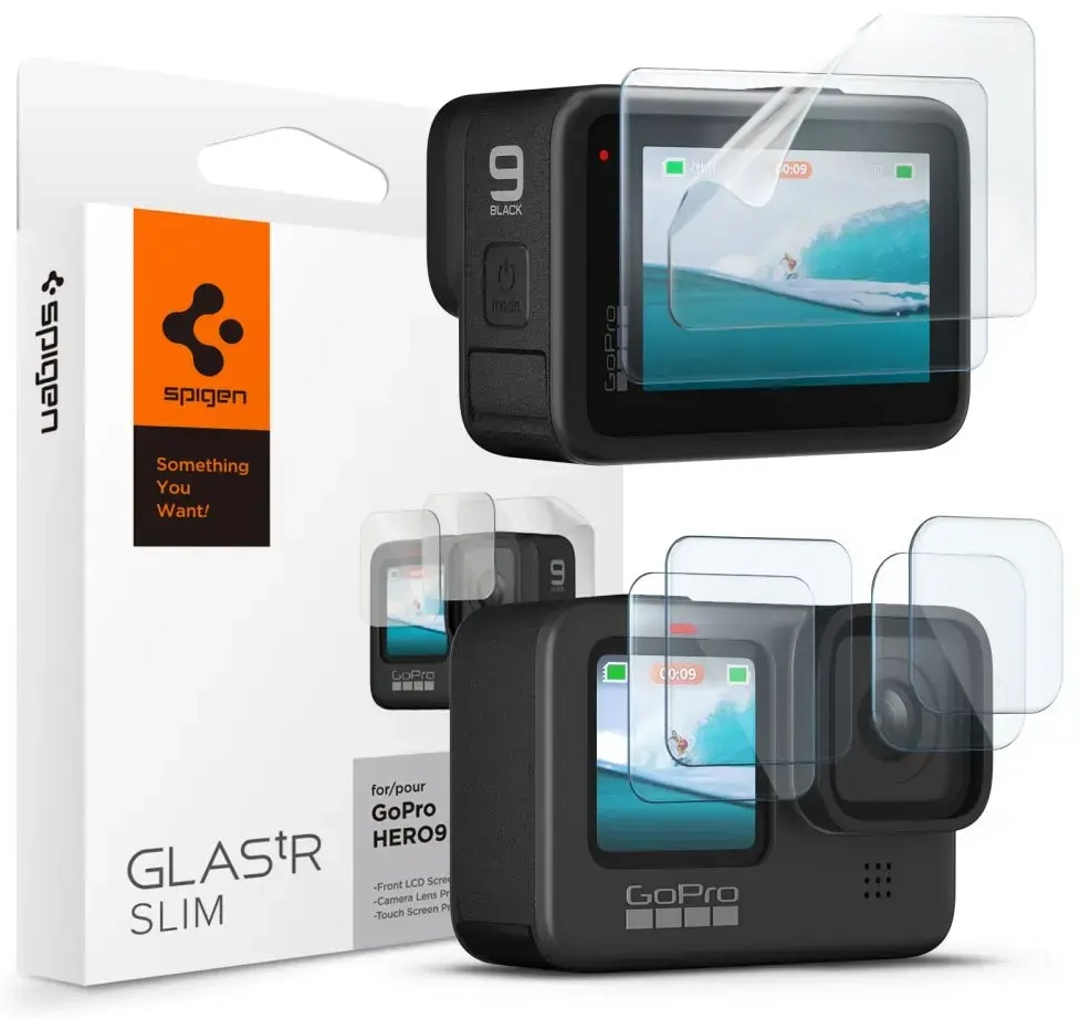 SPIGEN GLAS.TR SLIM KARASTUD KLAAS + KILE 2 KOMPLEKTI GOPRO HERO 9 | 10 | 11 | 12 LÄBIPAISTEV