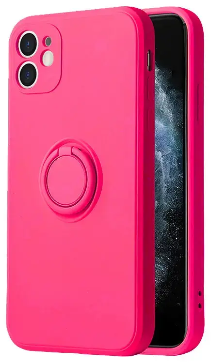 Vennus Silicone Ring telefoni ümbris alusega iPhone 14 Plus roosa