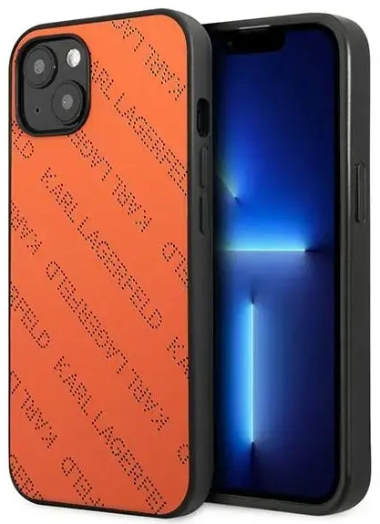 Karl Lagerfeld KLHCP13SPTLO iPhone 13 mini 5,4" hardcase pomarańczowy|orange Perforated Allover