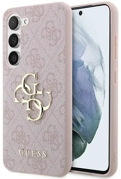 Guess PU 4G Metal Logo Case for Samsung Galaxy S23 Pink