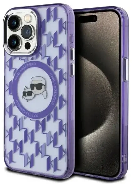 Karl Lagerfeld KLHMP15XHMCKMHU iPhone 15 Pro Max 6.7" fioletowy|purple IML Monogram Karl&Choupette Head MagSafe