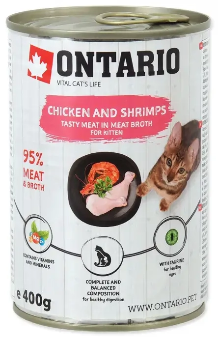 Canned food for kittens - Ontario Cat can Chicken with Shrimps flavoured with Sea Buckthorn 400g