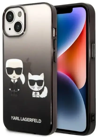 Karl Lagerfeld Gradient Karl and Choupette dėklas iPhone 14 Plus juodas