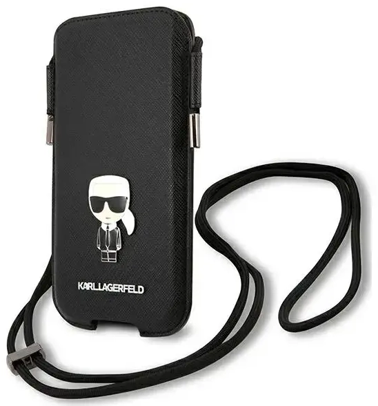 Karl Lagerfeld Torebka KLHCP12MOPHKMK 6,1" czarny|black hardcase Saffiano Ikonik Karl`s