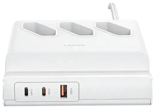 USAMS Listwa zasilająca 65W Super Si Fast Charging USB Extension Socket EU biały|white CC160TC01 (US-CC160)