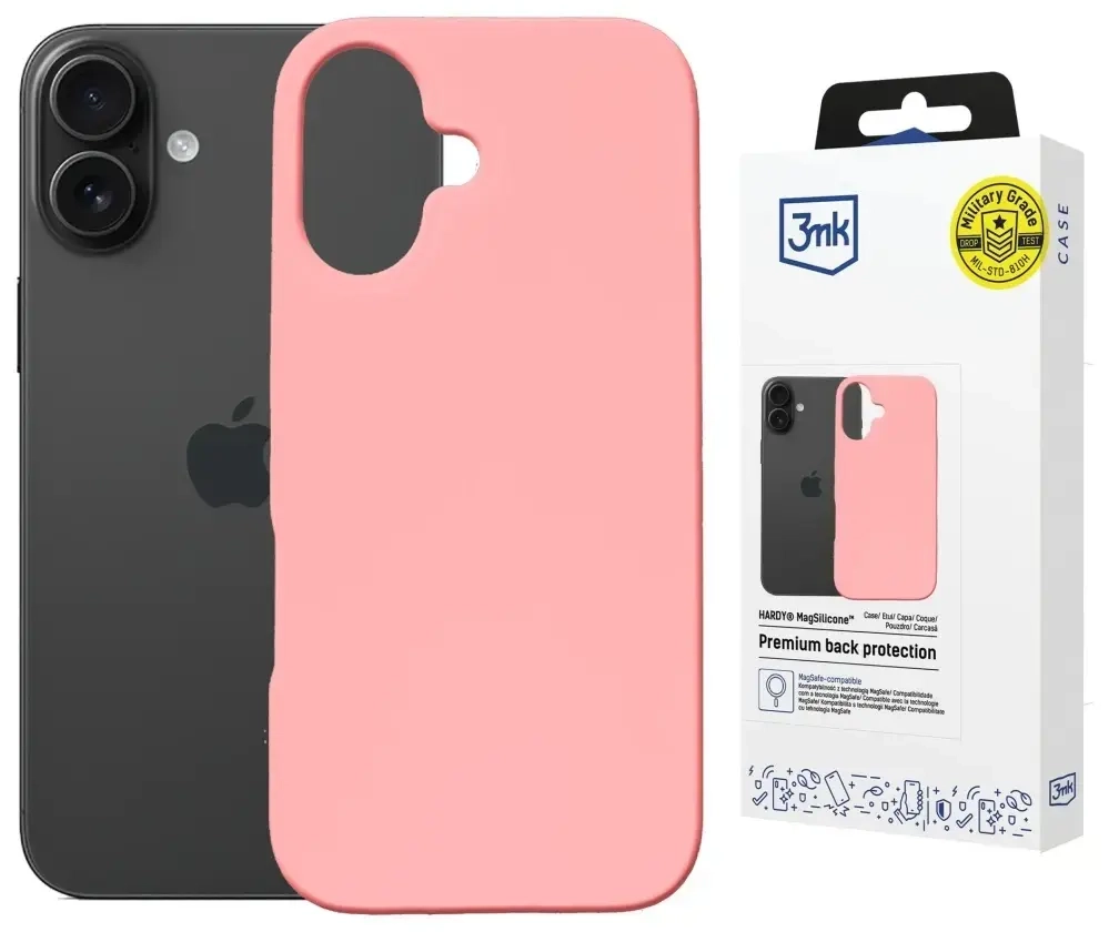 3MK Hardy MagSilicone Case for Apple iPhone 16 Pink