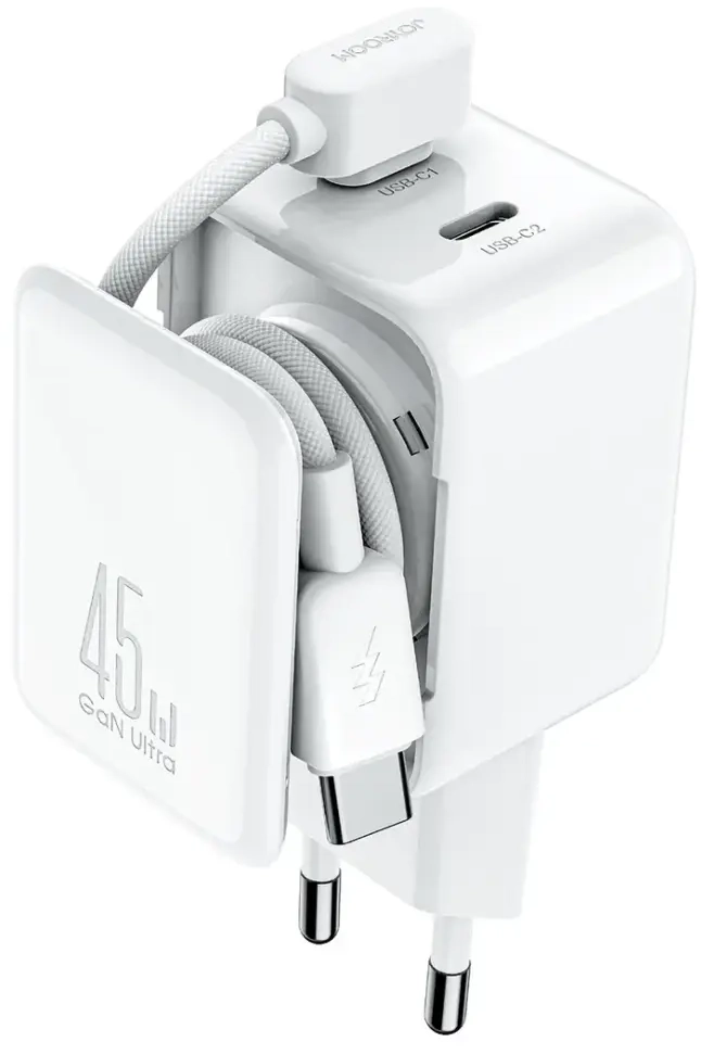 Зарядное устройство Joyroom JR-TCL05 | 45W | GaN, PPS | USB-C | с кабелем USB-C на USB-C в комплекте | белое